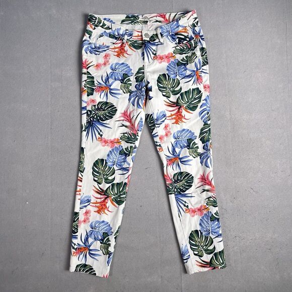Tommy Bahama Denim - Tommy Bahama Denim Skinny Ankle‎ Floral All Over Stretch Jeans Sz 29x28 White